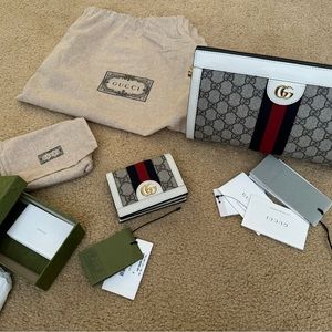 NEW Authentic- Gucci Ophidia Chain Shoulder Bag Set, With Matching Wallet